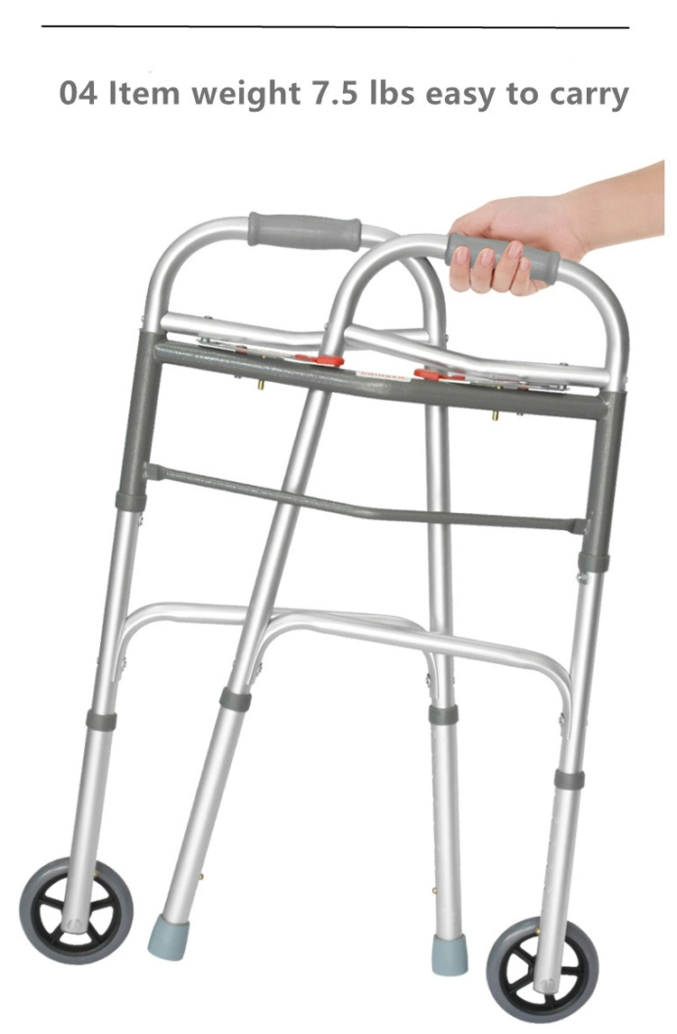 Foldable Collapsible Mobility Walking Frame Walking Aids Aluminum Walker for Disabled Adults