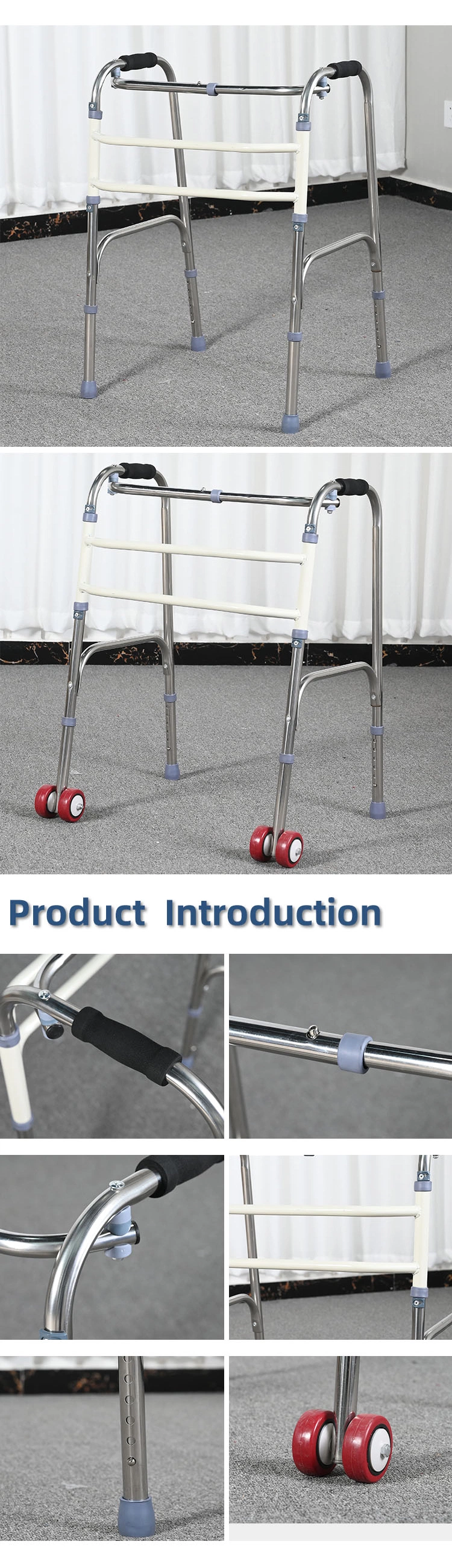 Wholesale Price Stainless Steel Walker Adjustable Walking Aids with Wheels