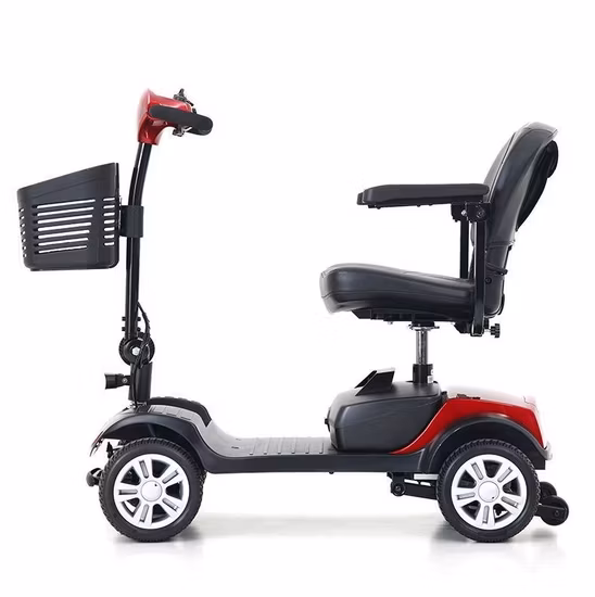 Scooter elétrica para cadeira de rodas, dobrável e portátil, alimentada por bateria de lítio, transporte de 4 rodas, com estrutura de alumínio, controle remoto, ce