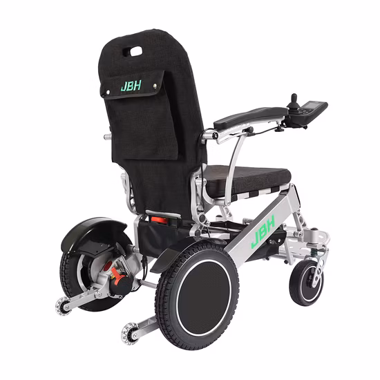 Cadeira de rodas dobrável automática com controle remoto aprovada pela CE Cadeira de rodas elétrica leve