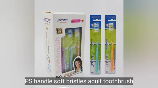 Escova de dentes para adultos com impressão de logotipo privado de cerdas macias para cuidados de saúde odontológica de alta qualidade
